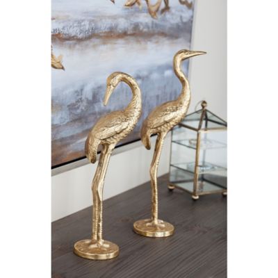 Harper & Willow Gold Aluminum Country Flamingo Sculptures, 15 in., 17 in., 2 pc.