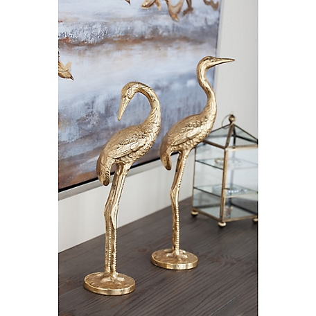 Harper & Willow Gold Aluminum Country Flamingo Sculptures, 15 in., 17 in., 2 pc.