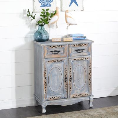 Harper & Willow 2-Drawer Vintage Wood Cabinet, 33 in. x 27 in. x 14 in., Grey -  37895