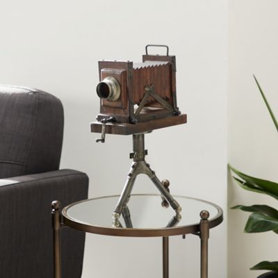 Harper & Willow Wood Vintage Camera Sculpture, 17 in. x 11 in. x 8 in., Brown