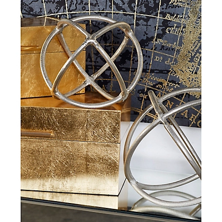 Harper & Willow Silver Aluminum Modern Geometric Sculptures, 10 in., 8 in., 2 pc.