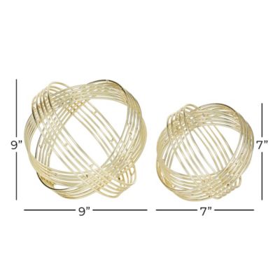 Image showing  Metal Modern Geometric Sculptures, 7 in., 9 in., Gold, 2 pc.