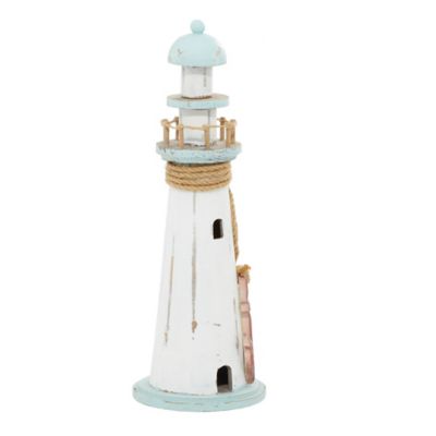Image showing  Coastal Wooden Lighthouse Sculpture, 15 in. x 6 in. x 6 in., Multicolor