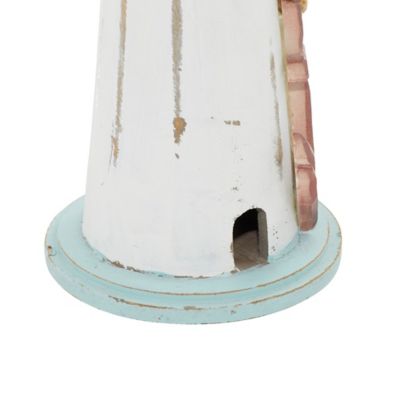 Image showing  Coastal Wooden Lighthouse Sculpture, 15 in. x 6 in. x 6 in., Multicolor