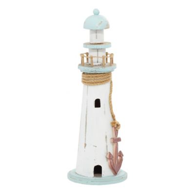 Image showing  Coastal Wooden Lighthouse Sculpture, 15 in. x 6 in. x 6 in., Multicolor