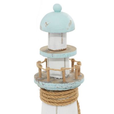 Image showing  Coastal Wooden Lighthouse Sculpture, 15 in. x 6 in. x 6 in., Multicolor
