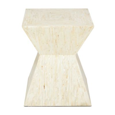 Image showing  Mussel Shells and Wood Contemporary Accent Table, Beige
