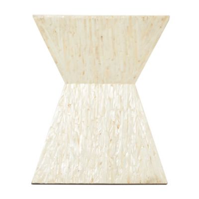 Image showing  Mussel Shells and Wood Contemporary Accent Table, Beige