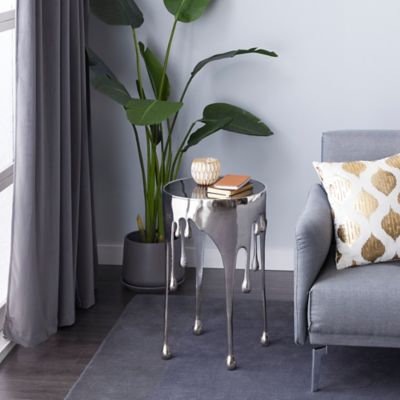Harper & Willow Silver Contemporary Aluminum Accent Table, 24 in. x 16 in.