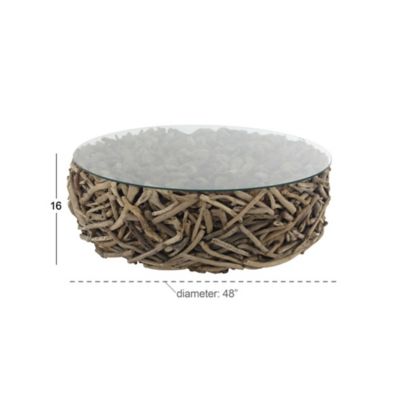 Image showing  Brown Driftwood Natural Coffee Table, 16 in. x 48 in. x 48 in.