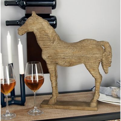 Harper & Willow Beige Polystone Vintage Sculpture, Horse, 19 in. x 12 in. x 3 in.