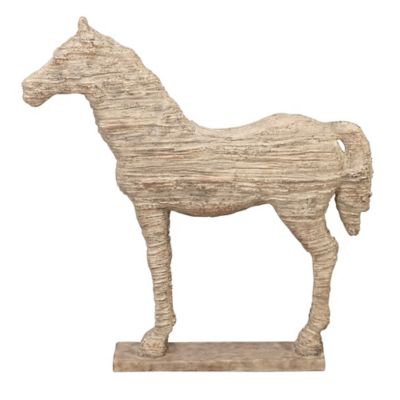 Image showing  Polystone Vintage Horse Sculpture, 19 in. x 12 in. x 3 in., Beige