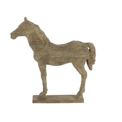 Image showing  Polystone Vintage Horse Sculpture, 19 in. x 12 in. x 3 in., Beige