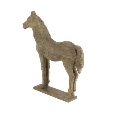 Image showing  Polystone Vintage Horse Sculpture, 19 in. x 12 in. x 3 in., Beige
