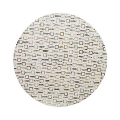 Image showing  Contemporary Round White Shell and Wood Geometric Table, 22.35 in. x 17.8 in. x 17.8 in.