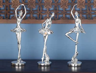 Harper & Willow 3 pc. Silver Polystone Modern Dancer Sculptures, 14 in., 14 in., 12 in.