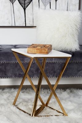 Harper & Willow Marble Contemporary Accent Tables, Gold, 2-Pack, 45843