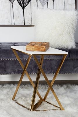 Harper & Willow Gold Marble Contemporary Accent Tables, 14 in. x 24 in., 2 pc.