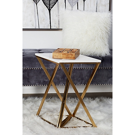 Harper & Willow Gold Marble Contemporary Accent Tables, 14 in. x 24 in., 2 pc.