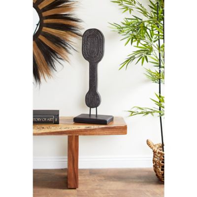 Harper & Willow Black Wood Eclectic Sculpture, Paddle, 28 in. x 10 in. x 7 in.