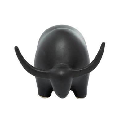 Image showing  Black Ceramic Contemporary Sculpture, Bull, 7 in. x 8 in. x 11 in.