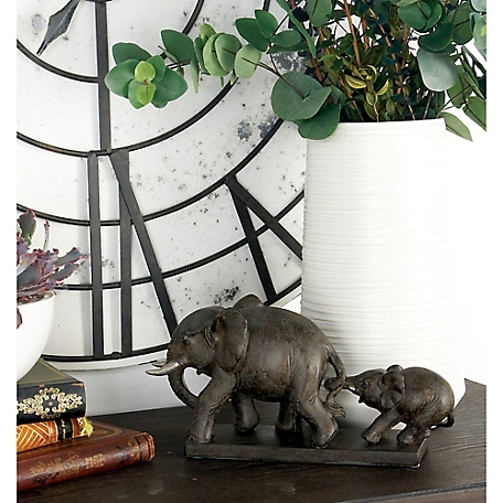 Harper & Willow Brown Polystone Sculpture, Elephant, 6 in. x 11 in. x 4 in.