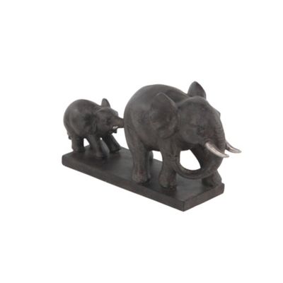 Image showing  Brown Polystone Elephant Sculpture, 6 in. x 11 in. x 4 in., Brown