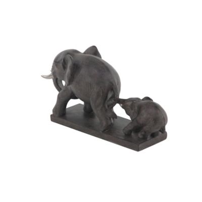 Image showing  Brown Polystone Elephant Sculpture, 6 in. x 11 in. x 4 in., Brown