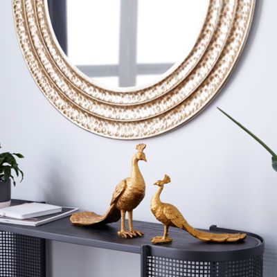 Image showing  Resin Farmhouse Birds Sculptures, 11 in., 14 in., Gold, 2 pc.