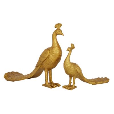 Image showing  Resin Farmhouse Birds Sculptures, 11 in., 14 in., Gold, 2 pc.
