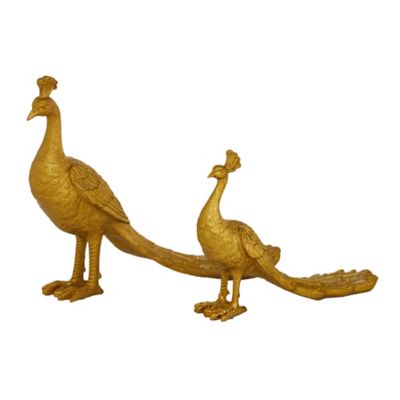 Image showing  Resin Farmhouse Birds Sculptures, 11 in., 14 in., Gold, 2 pc.