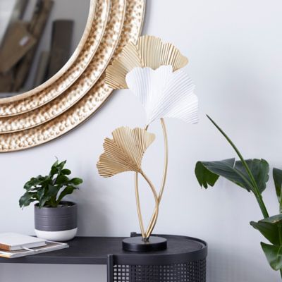 Harper & Willow Metal Modern Nature Sculpture, 24 in. x 14 in. x 5 in., White