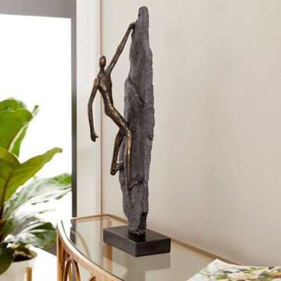 Harper & Willow Bronze Resin Industrial Sculpture, Climbing, 19 in. x 6 in. x 5 in.