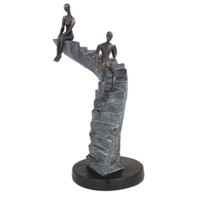 Image showing  Black Resin Modern Sculpture, Couple, 14 in. x 8 in. x 3 in.