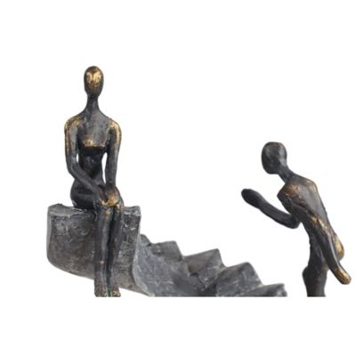 Image showing  Black Resin Modern Sculpture, Couple, 14 in. x 8 in. x 3 in.