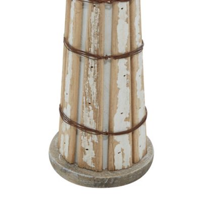 Image showing  White Wood Coastal Lighthouse Sculptures, 15 in., 20 in., 2 pc.