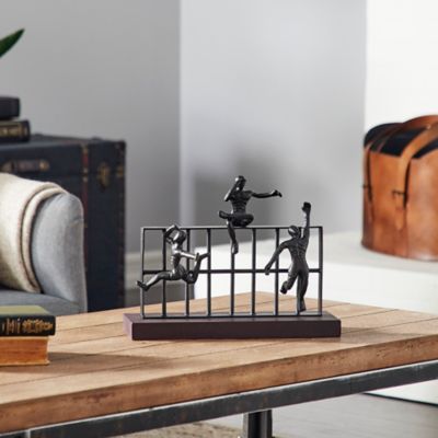 Harper & Willow Black Metal Contemporary Sculpture, Climbing, 10 in. x 14 in. x 9 in.