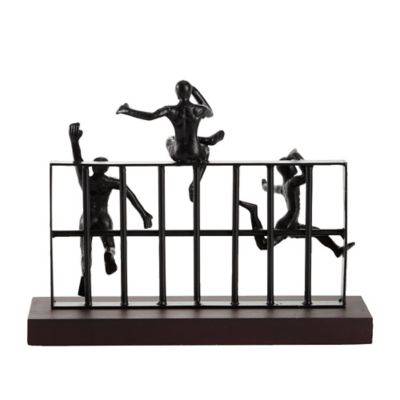 Image showing  Black Metal Contemporary Sculpture, Climbing, 10 in. x 14 in. x 9 in.