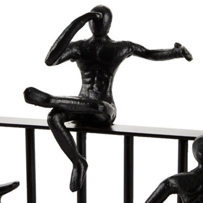 Image showing  Black Metal Contemporary Sculpture, Climbing, 10 in. x 14 in. x 9 in.