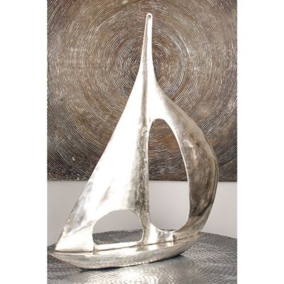 Harper & Willow Silver Aluminum Coastal Sculpture, Sailboat, 37 In. X 28 In. X 6 In.