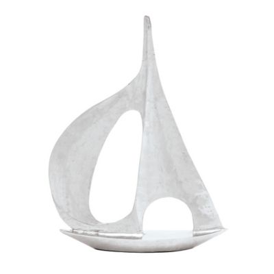 Image showing  Aluminum Coastal Sailboat Sculpture, 37 in. x 28 in. x 6 in., Silver