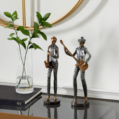 Harper & Willow Multicolor Polystone Vintage Musician Sculptures, 11.75 in., 12 in., 2 pc.