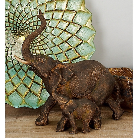 Harper & Willow Brown Polystone Sculpture, Elephant, 11 in. x 11 in. x 5 in.