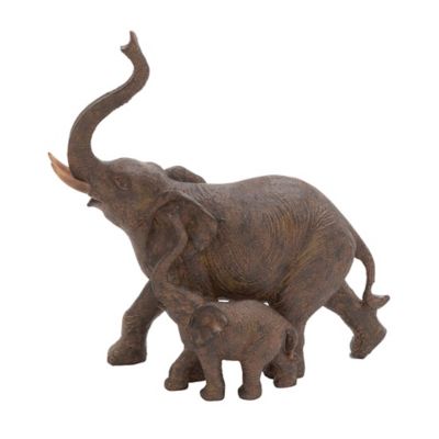 Image showing  Polystone Elephant Sculpture, 11 in. x 11 in. x 5 in., Brown