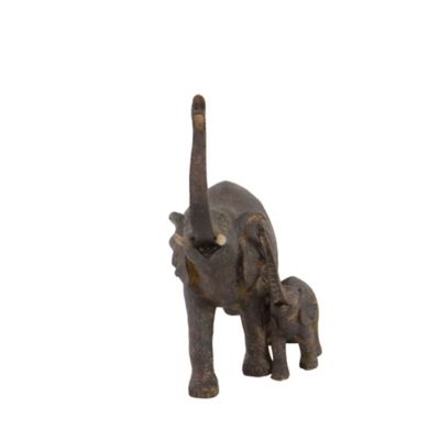 Image showing  Polystone Elephant Sculpture, 11 in. x 11 in. x 5 in., Brown