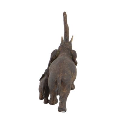 Image showing  Polystone Elephant Sculpture, 11 in. x 11 in. x 5 in., Brown