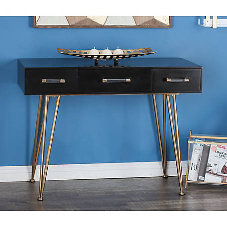 Willow Black Modern Wood Console Table, Modern Wood Console Table With Drawers