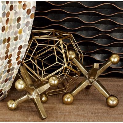 Harper & Willow Aluminum Jack Sculpture Set, 4 in., 5 in., Gold, 2 pc.