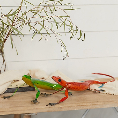 Harper & Willow Multicolor Metal Lizard Sculptures, 23 in. x 4 in., 2 pc.