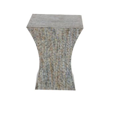 Image showing 6 th Harper & Willow Multi Mussel Shells and Wood Contemporary Accent Table, 19 in. x 15 in. x 15 in.
